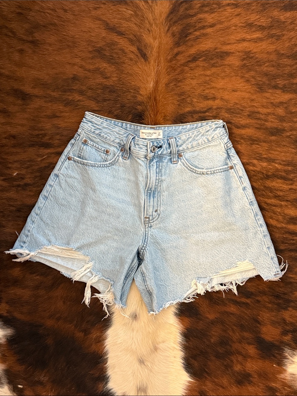 Abercrombie & Fitch Light Blue Distressed Denim Shorts